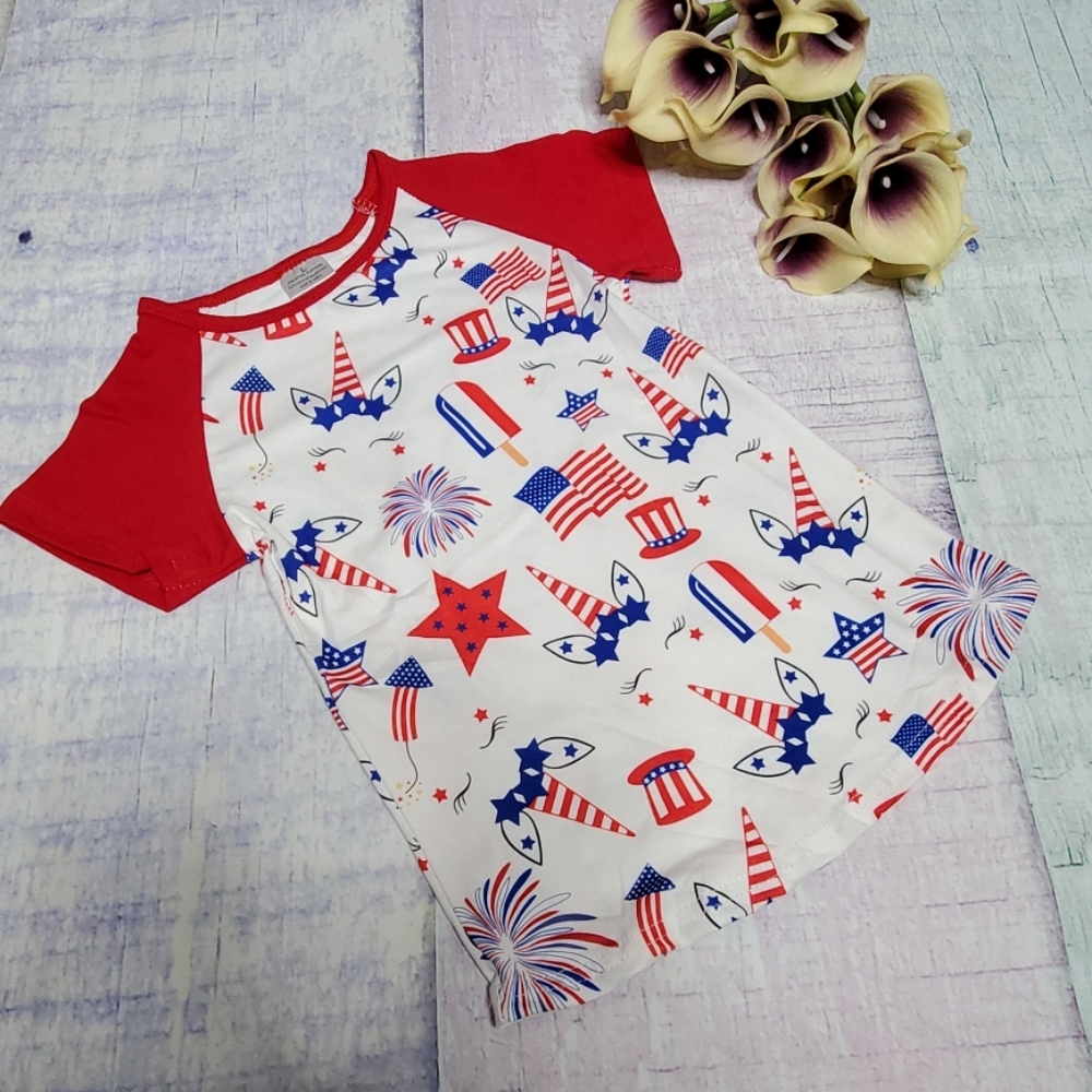 Red White and Blue Unicorn Short Sleeve Shirt
